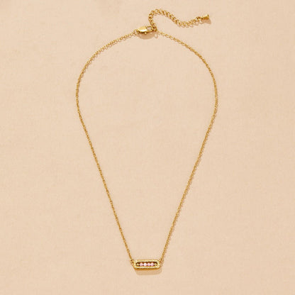 Soft Blush Pink Slim Bar Pendant Necklace