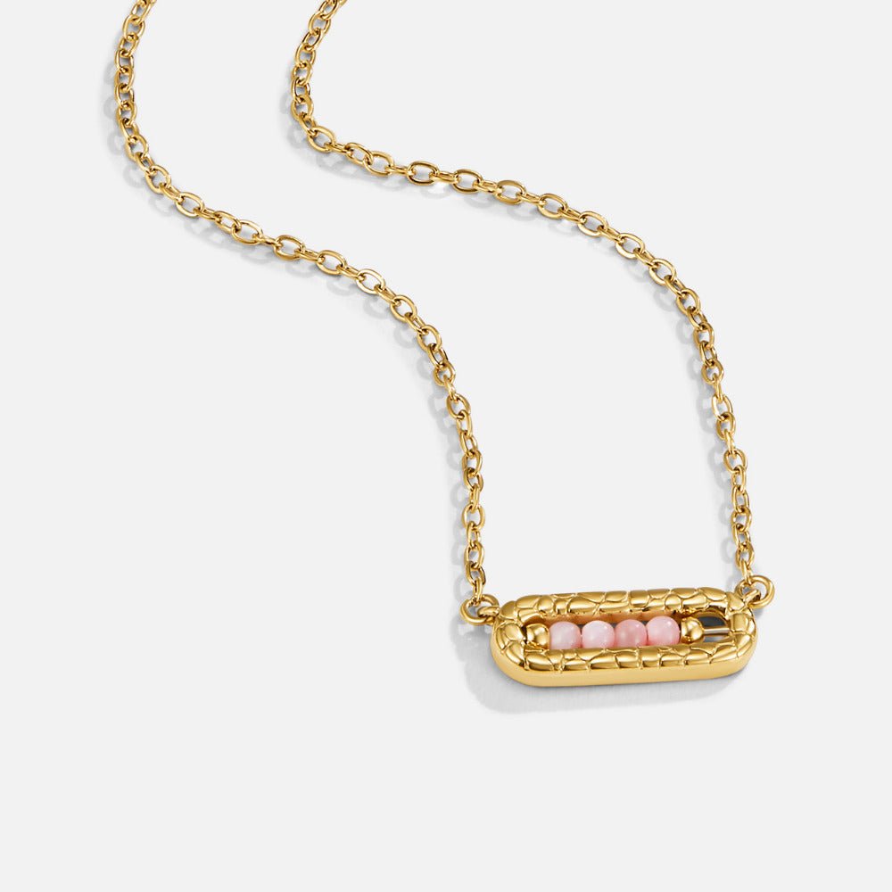 Soft Blush Pink Slim Bar Pendant Necklace