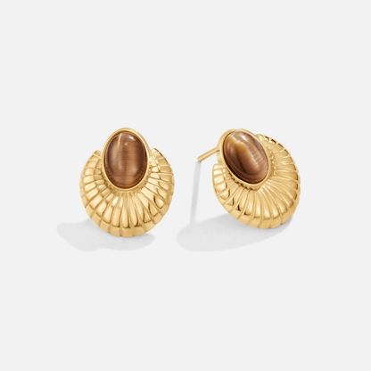 Bohemia Gold-Tone Earrings in Amber Brown