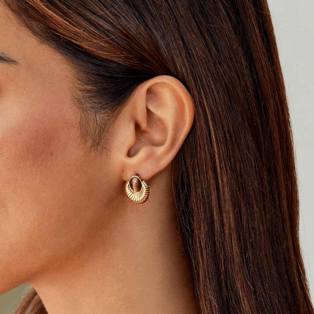 Bohemia Gold-Tone Earrings in Amber Brown