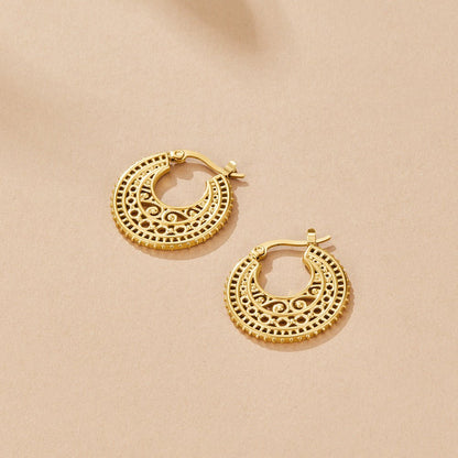 Easy Wearing Gold-Tone Open Hoop Earrings