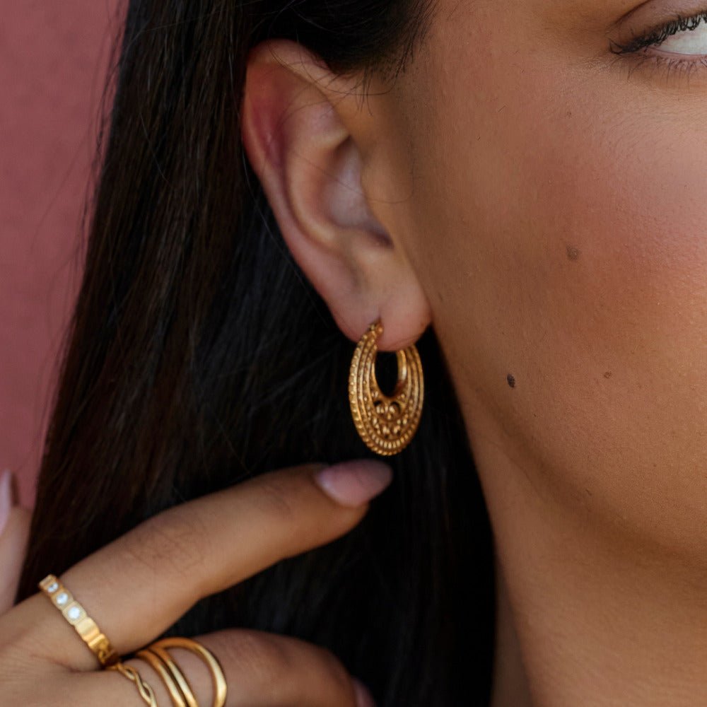 Easy Wearing Gold-Tone Open Hoop Earrings