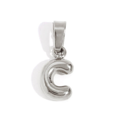 Rounded Bubble Initial Pendant Chain Necklace