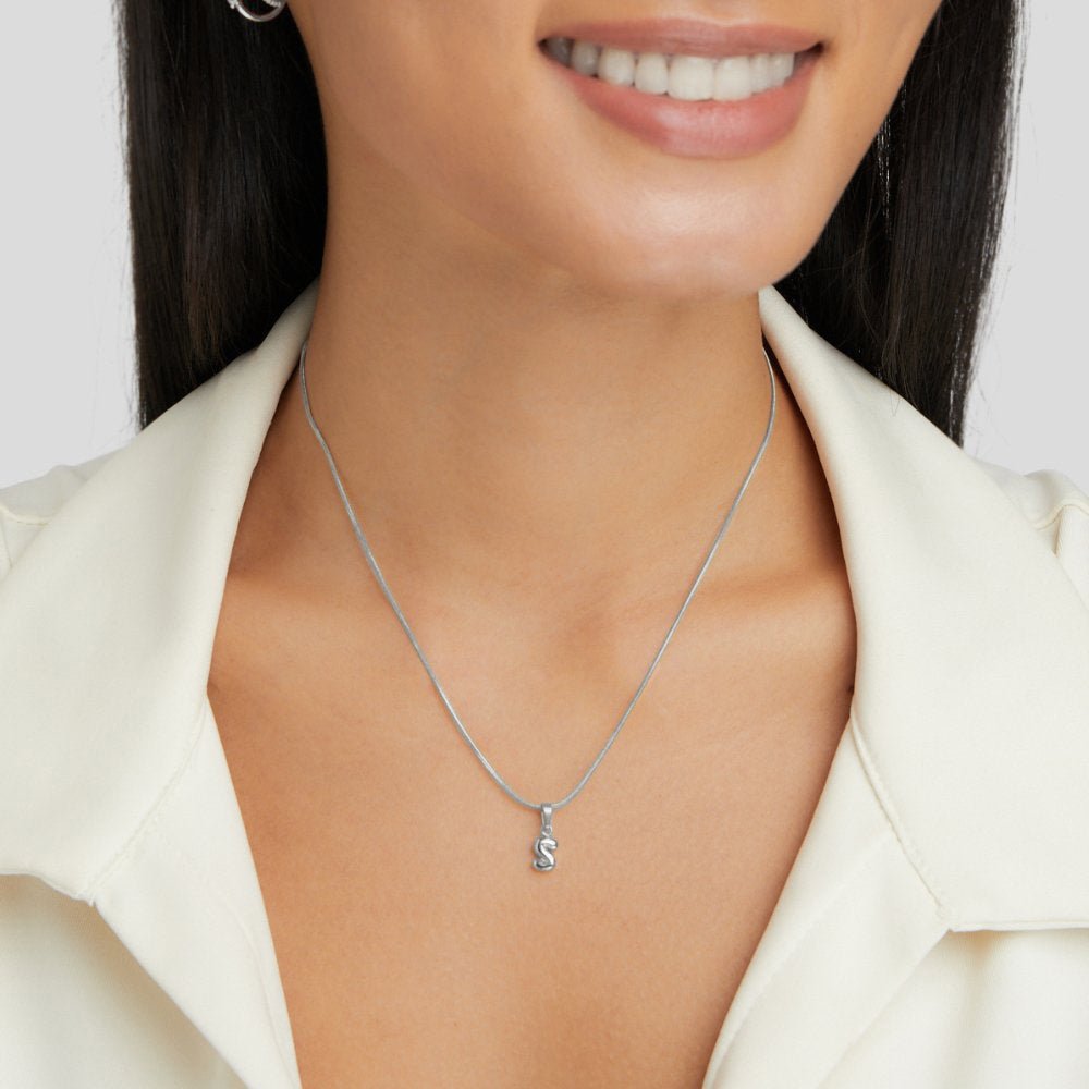 Rounded Bubble Initial Pendant Chain Necklace