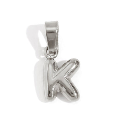 Rounded Bubble Initial Pendant Chain Necklace