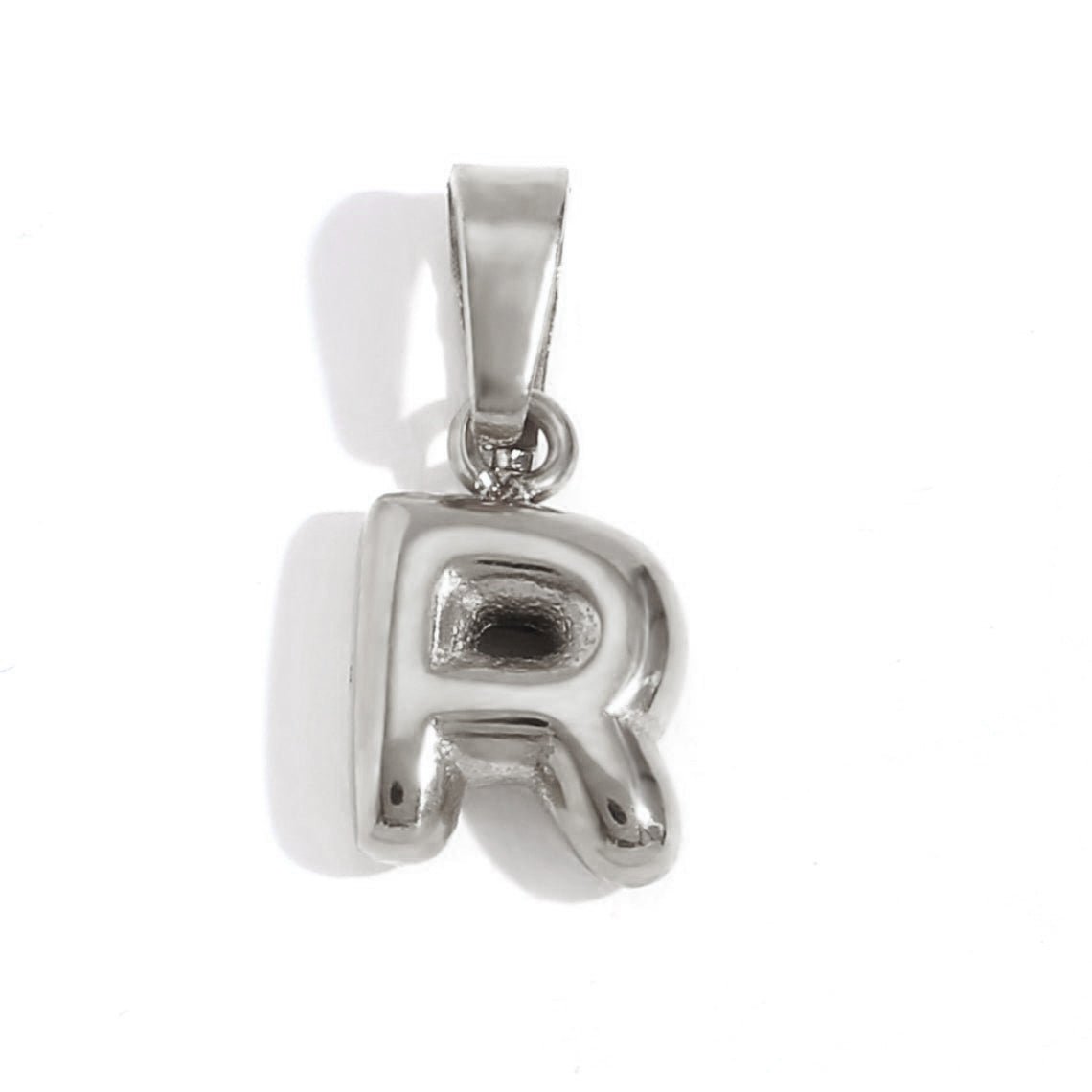 Rounded Bubble Initial Pendant Chain Necklace