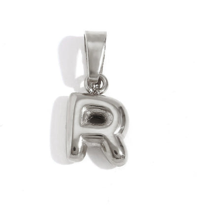 Rounded Bubble Initial Pendant Chain Necklace
