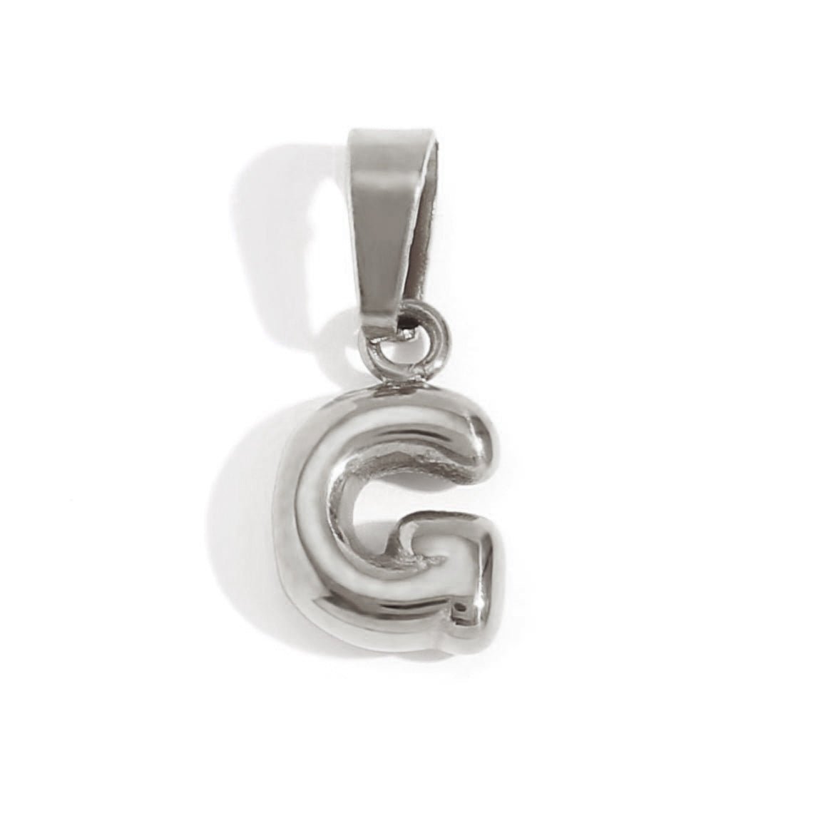 Rounded Bubble Initial Pendant Chain Necklace