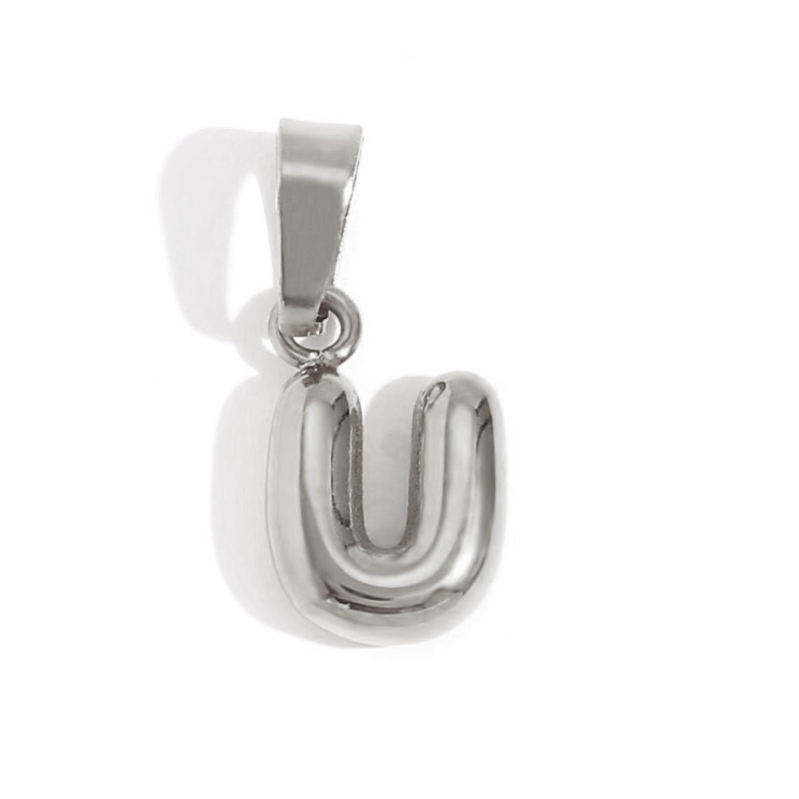 Rounded Bubble Initial Pendant Chain Necklace