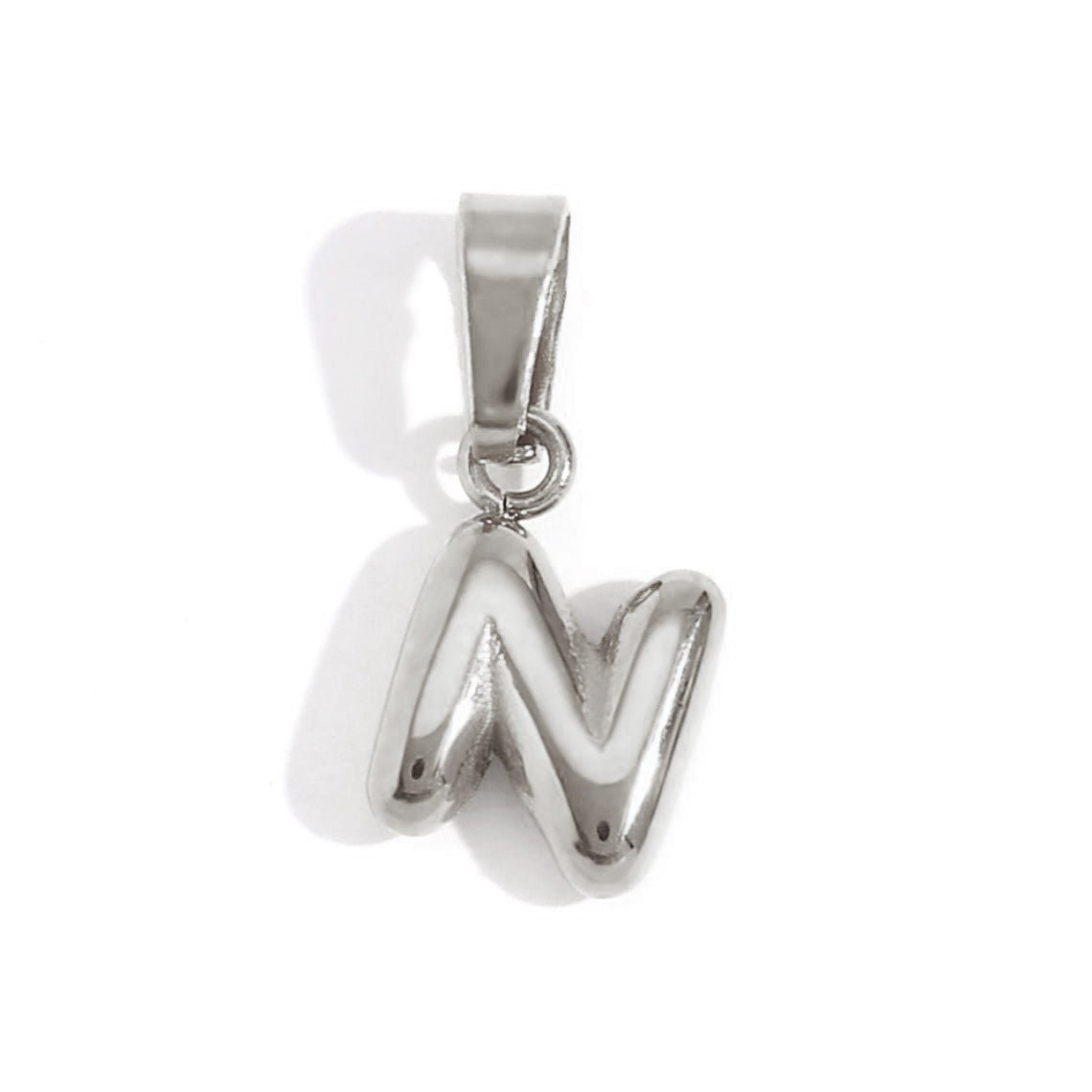 Rounded Bubble Initial Pendant Chain Necklace