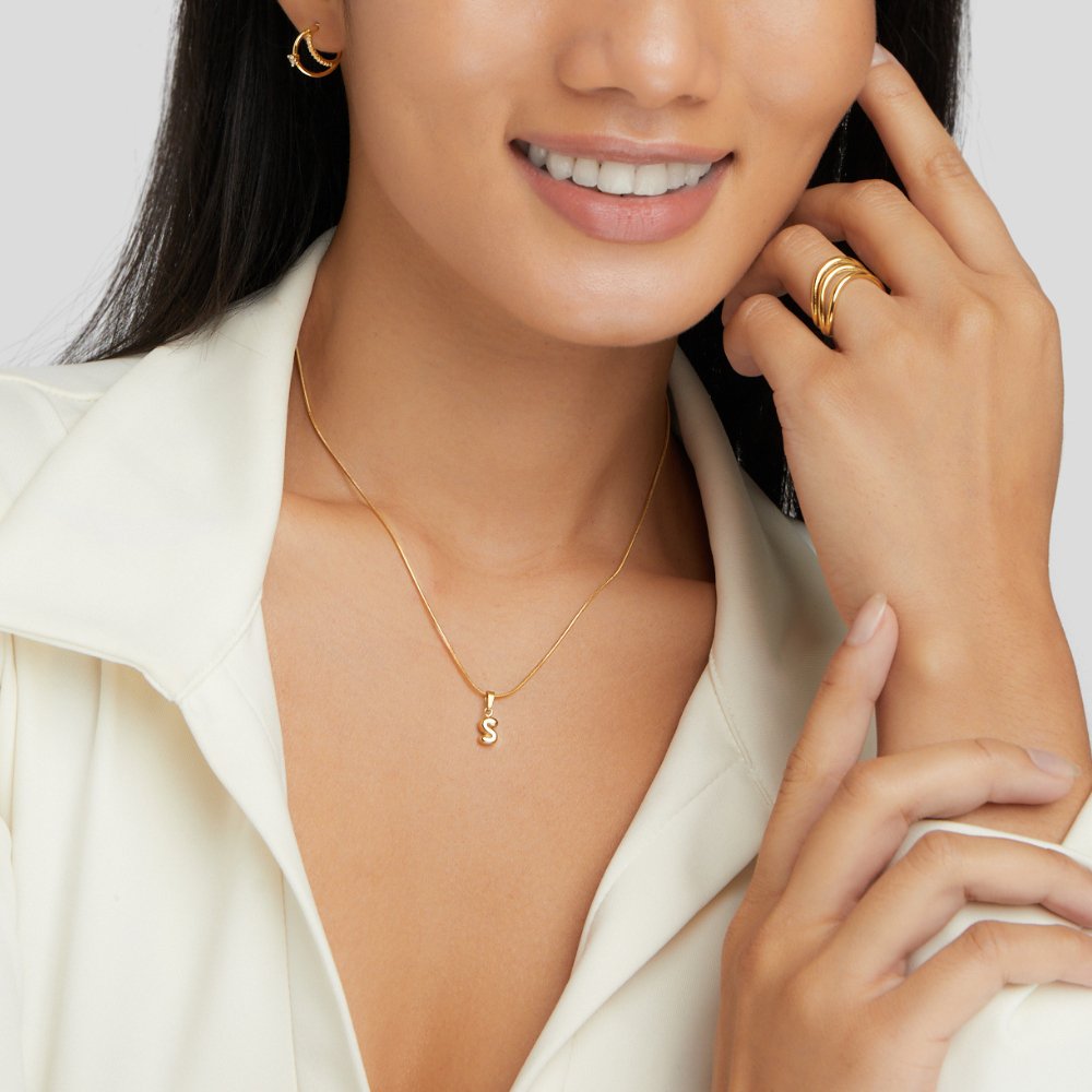 Softly Rounded Initial Letter Necklace