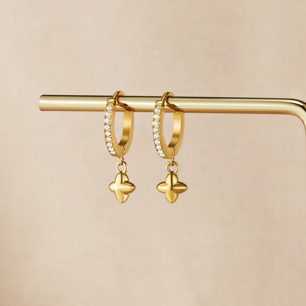 Softly Rounded Petal Falling Hoop Earrings