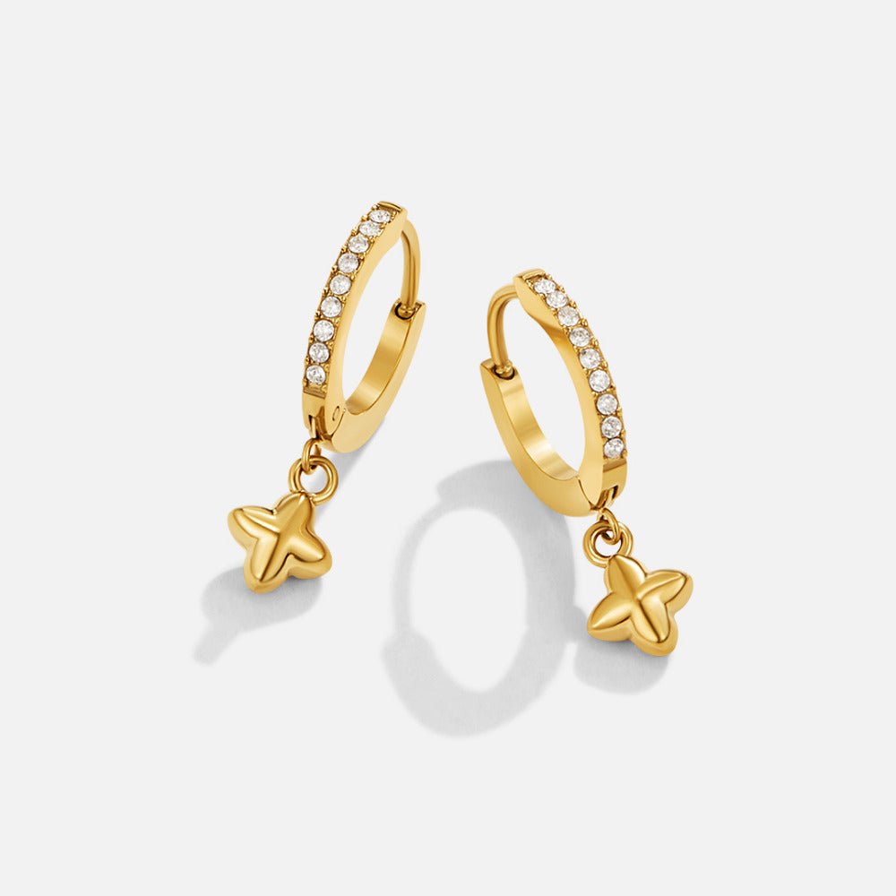 Softly Rounded Petal Falling Hoop Earrings