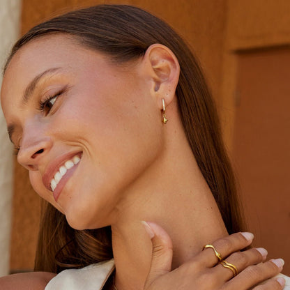 Softly Rounded Petal Falling Hoop Earrings