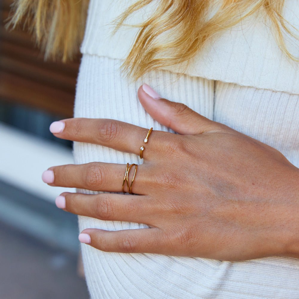Cali Crystal Line Gold-Tone Slim Ring