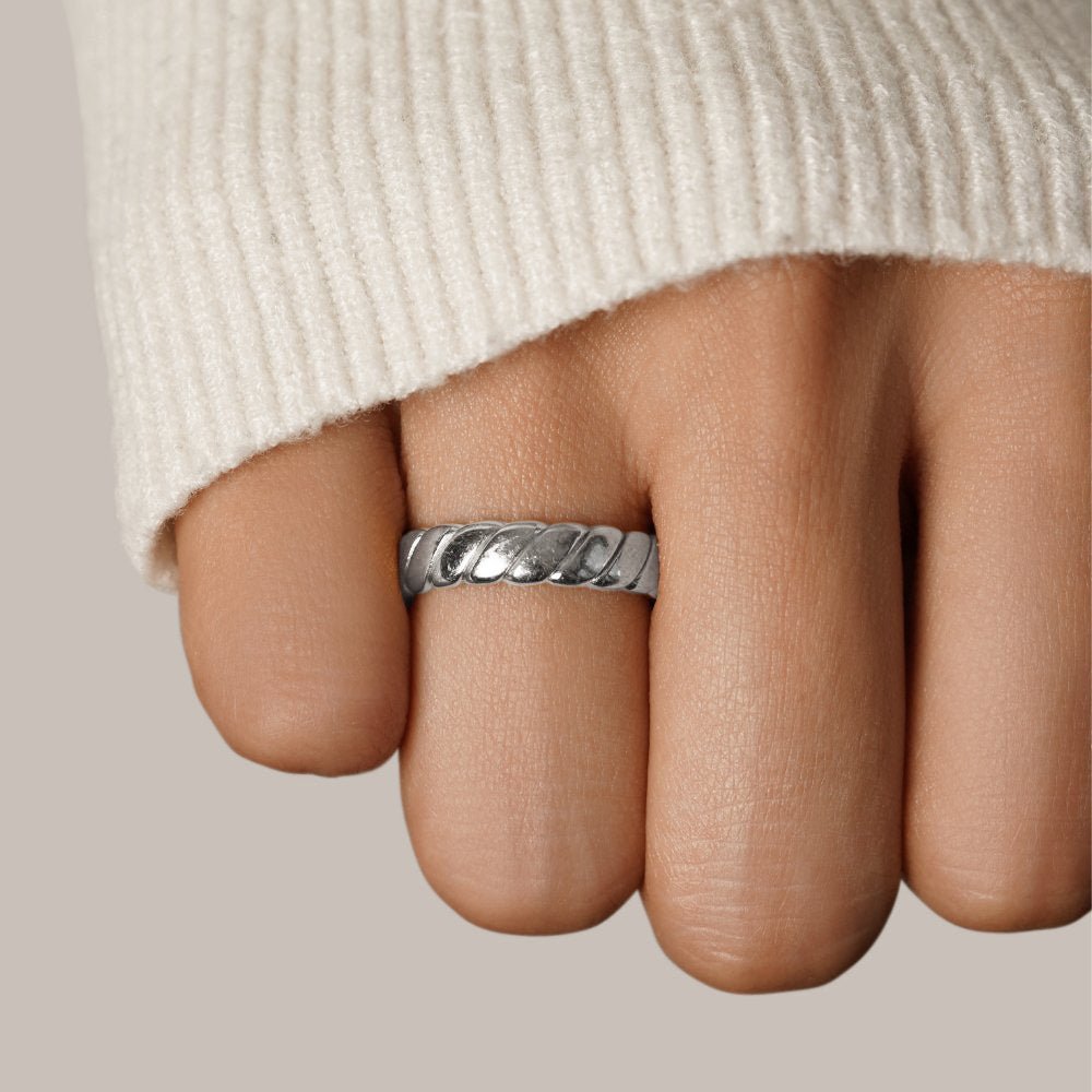 Calira Strand Twist Silver-Tone Band Ring