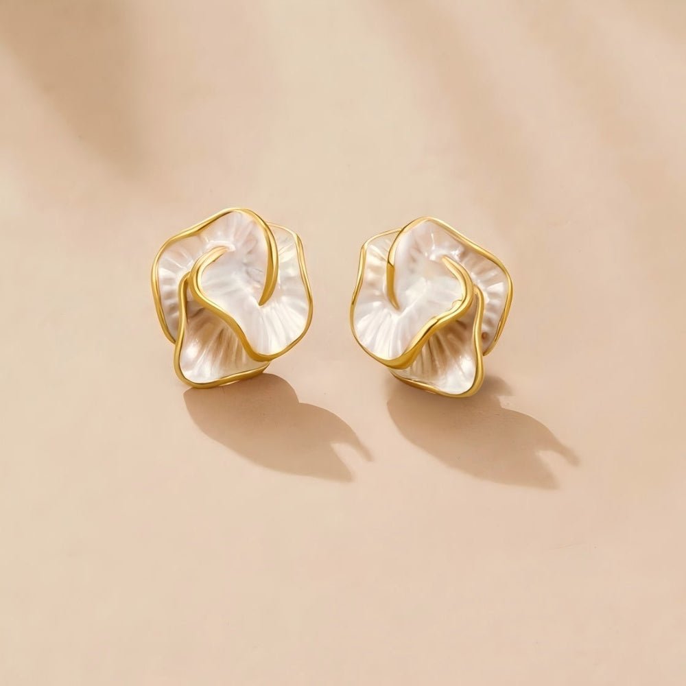 Camellia Flower Head Close-Fit Stud Earrings
