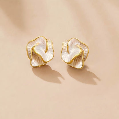 Camellia Flower Head Close-Fit Stud Earrings