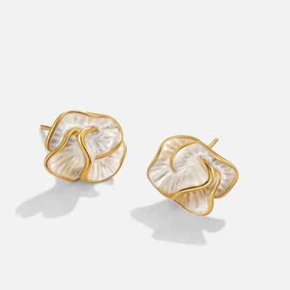 Camellia Flower Head Close-Fit Stud Earrings