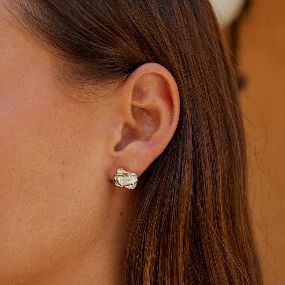 Camellia Flower Head Close-Fit Stud Earrings