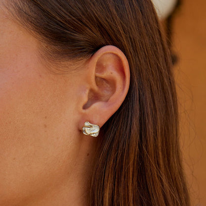 Camellia Flower Head Close-Fit Stud Earrings