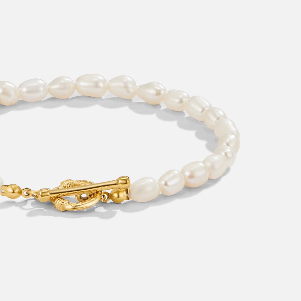 Cara Round Pearl and Linked Chain Bracelet