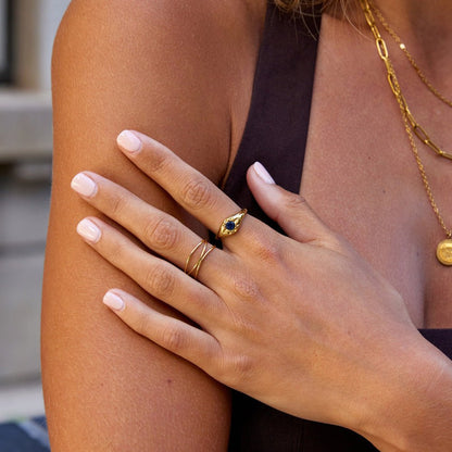 Night Sky Star and Blue Crystal Slim Ring