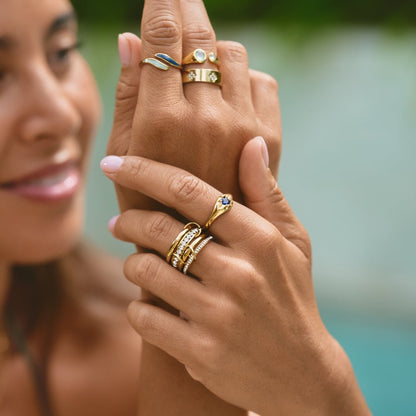 Night Sky Star and Blue Crystal Slim Ring