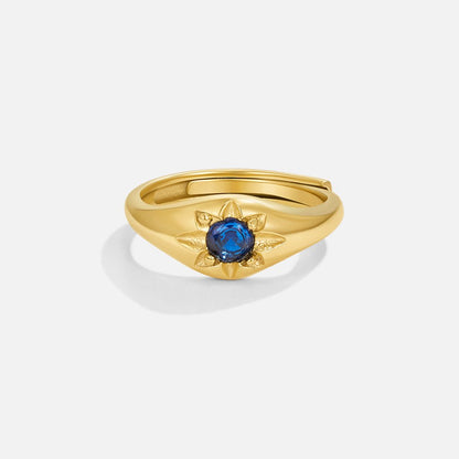 Night Sky Star and Blue Crystal Slim Ring