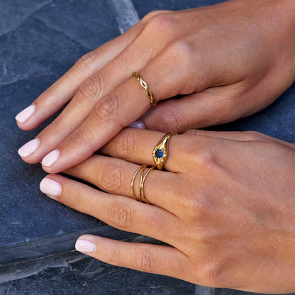 Night Sky Star and Blue Crystal Slim Ring