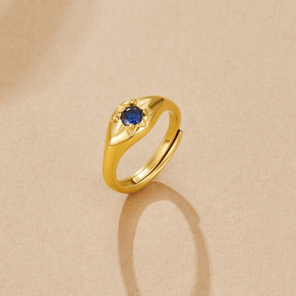 Night Sky Star and Blue Crystal Slim Ring