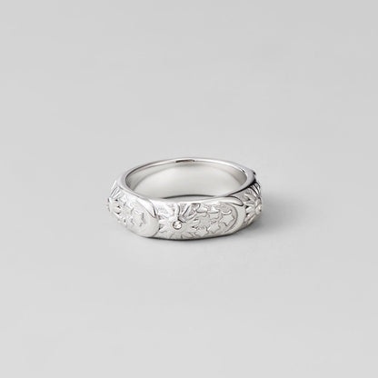 Little Star and Moon Silver-Tone Band Ring