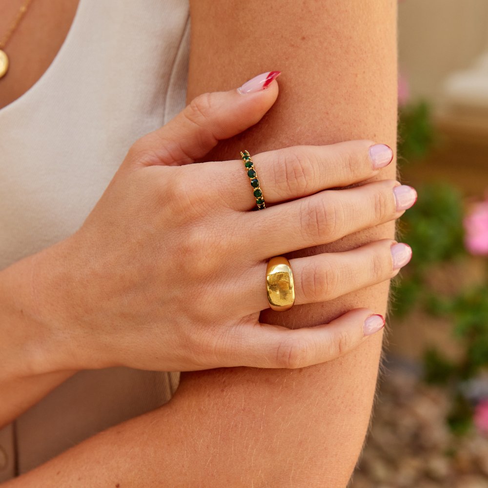 Celia Broad Gold-Tone Ring with a Rounded Edge