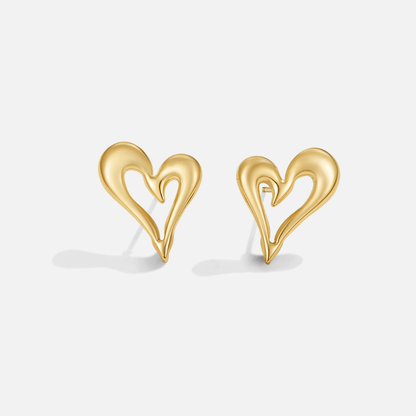 Celine Tiny Heart Gold-Tone Stud Earrings