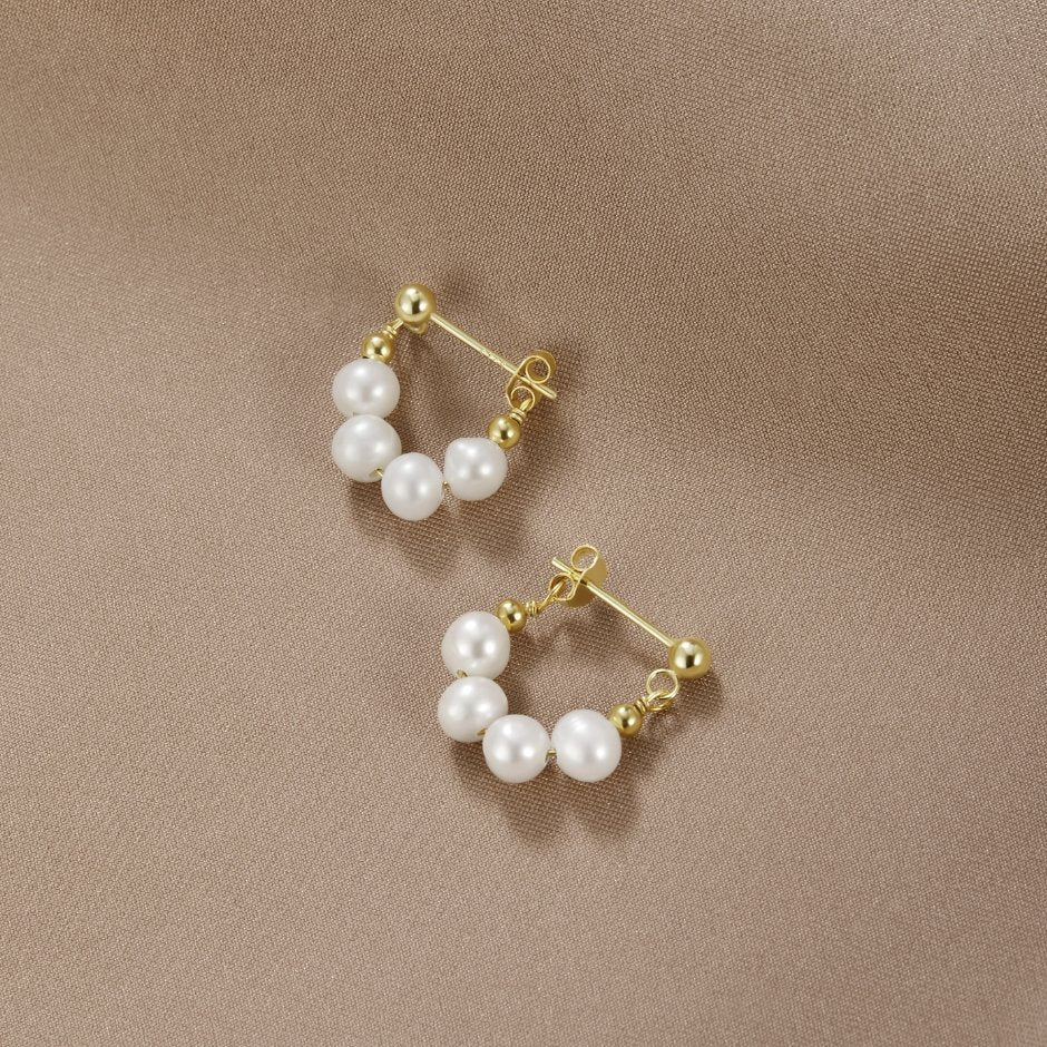 Celine Hoop Earrings with a Pearl Finish