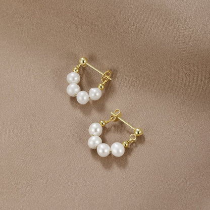 Celine Hoop Earrings with a Pearl Finish