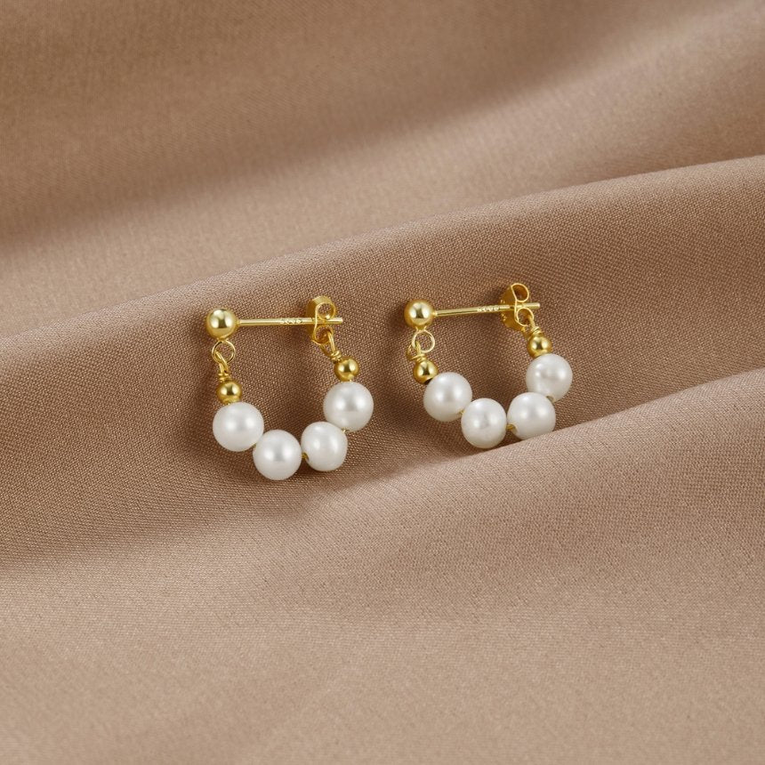 Celine Hoop Earrings with a Pearl Finish