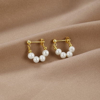 Celine Hoop Earrings with a Pearl Finish