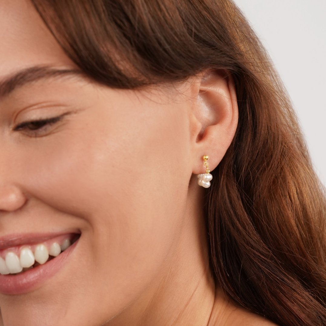 Celine Hoop Earrings with a Pearl Finish
