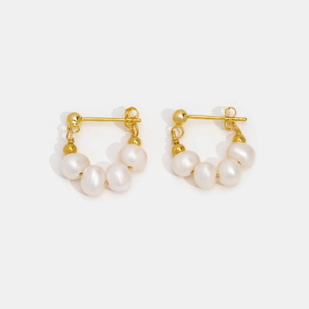 Celine Hoop Earrings with a Pearl Finish
