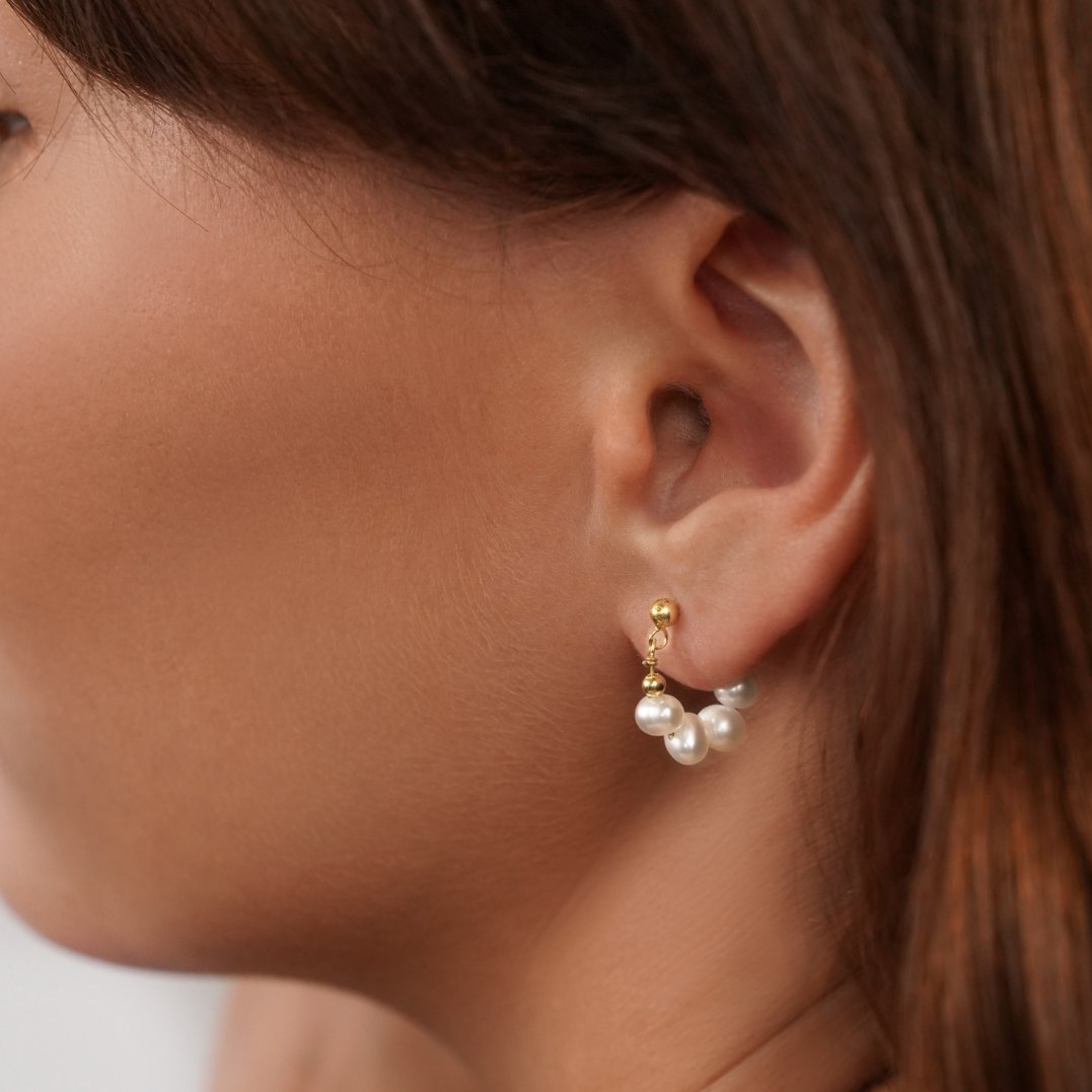 Celine Hoop Earrings with a Pearl Finish