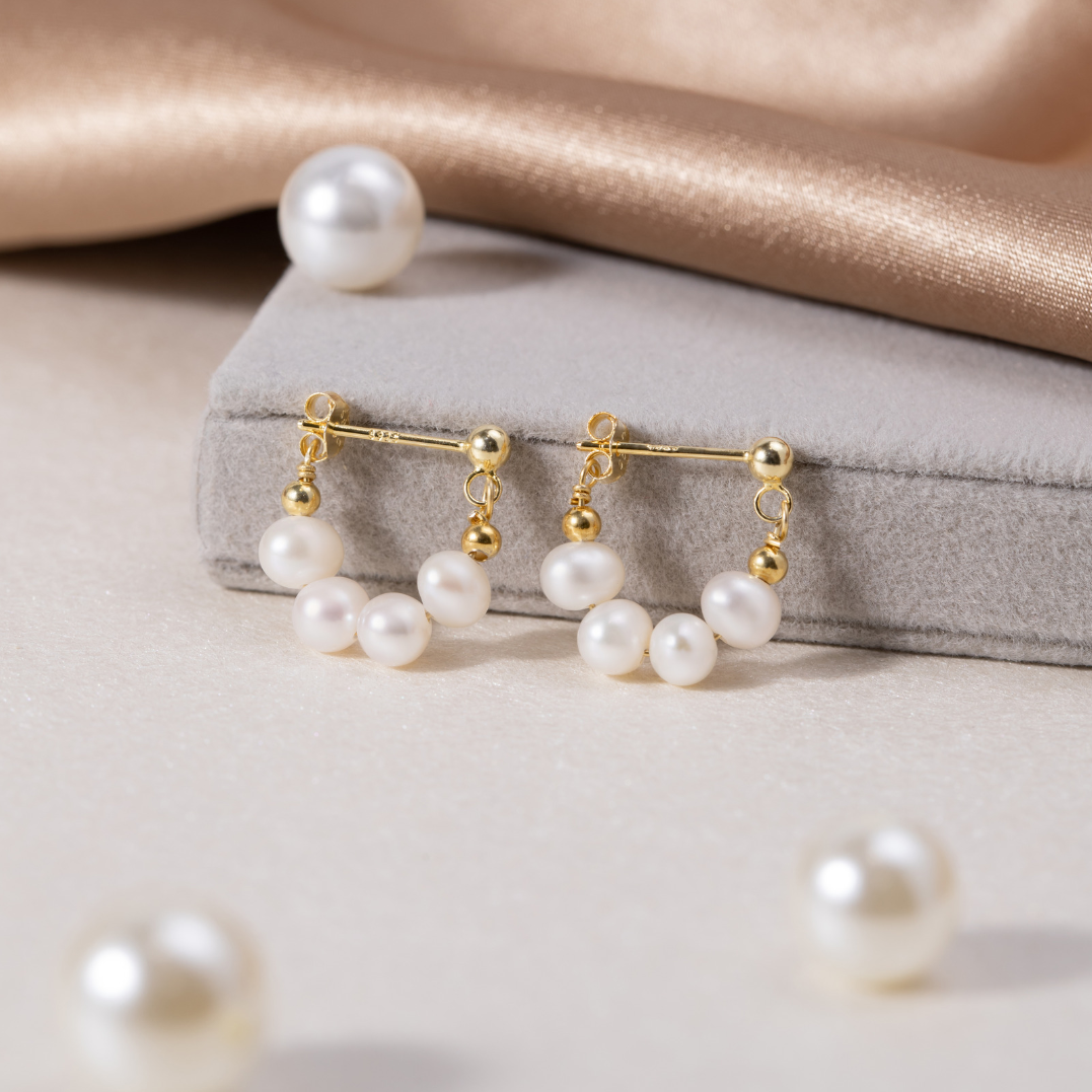 Celine Hoop Earrings with a Pearl Finish