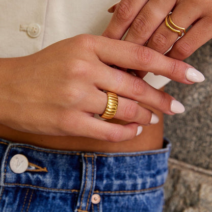 Calira Wide Weighted Gold-Tone Band Ring