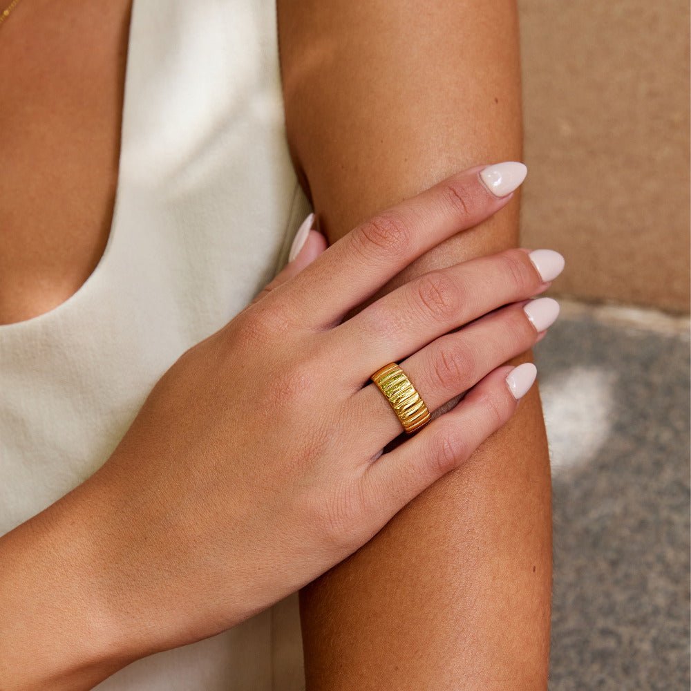 Calira Wide Weighted Gold-Tone Band Ring