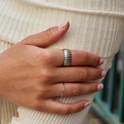 Calira Wide Silver-Tone Ring with a Rounded Band