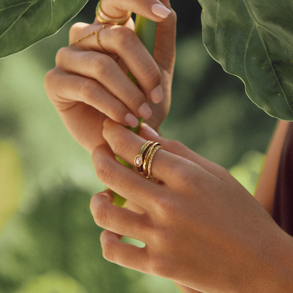 Rounded Pearl Bead on a Gold-Tone Band Ring