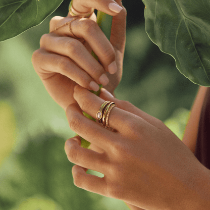 Rounded Pearl Bead on a Gold-Tone Band Ring