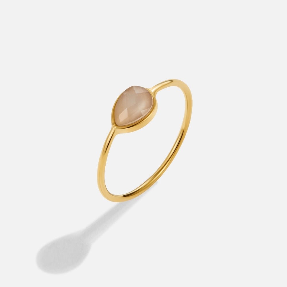 Clara Single Teardrop Stone Slender Band Ring