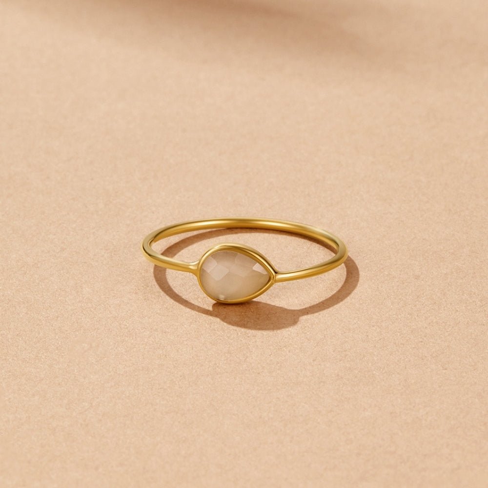 Clara Single Teardrop Stone Slender Band Ring
