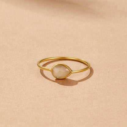 Clara Single Teardrop Stone Slender Band Ring
